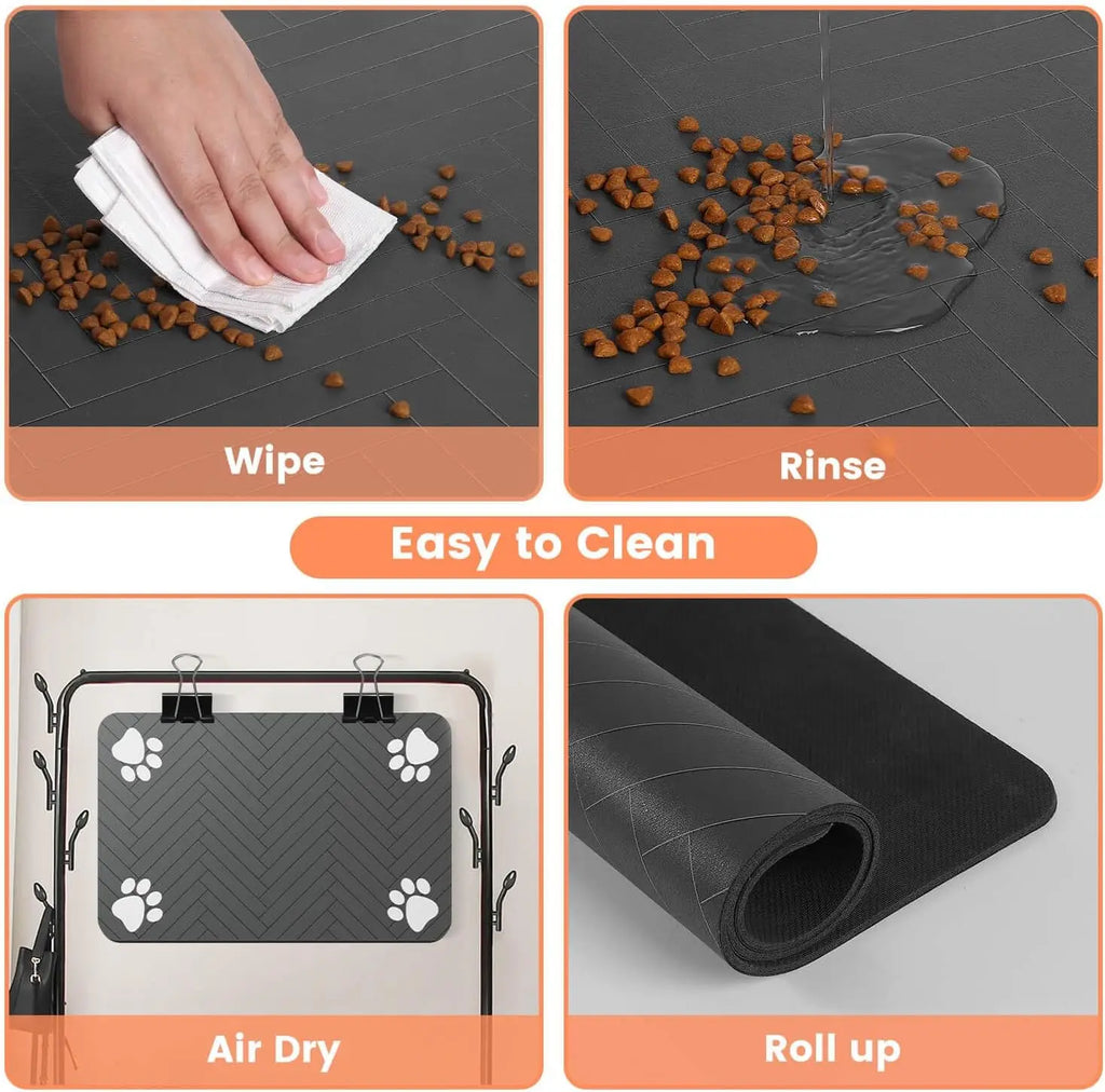 🐶😺Tapis de gamelle absorbant antidérapant – Sol propre pour chiens et chats