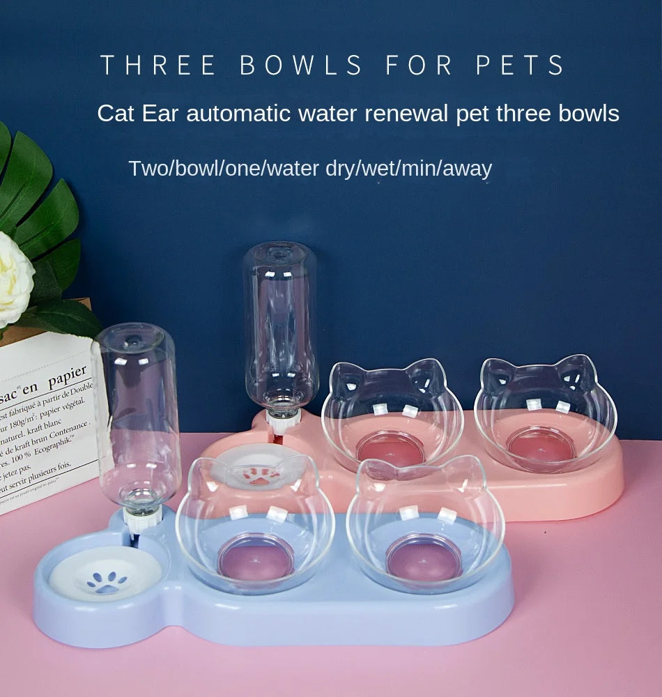 🐶😺 Gamelles 3 en 1 avec distributeur d'eau automatique - Chats & Chiens - Pratique, Hygiénique & Design
