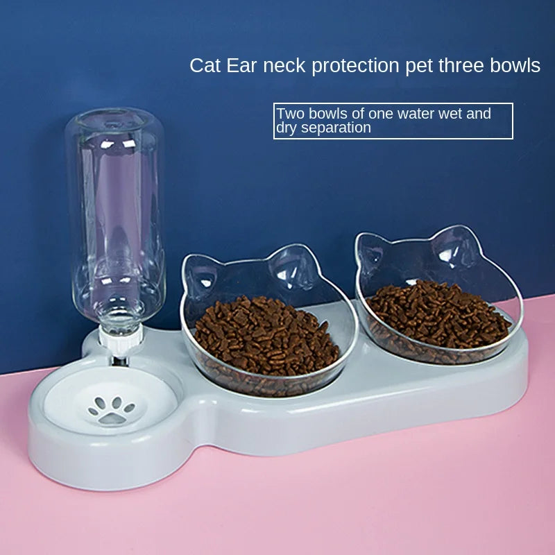 🐶😺 Gamelles 3 en 1 avec distributeur d'eau automatique - Chats & Chiens - Pratique, Hygiénique & Design