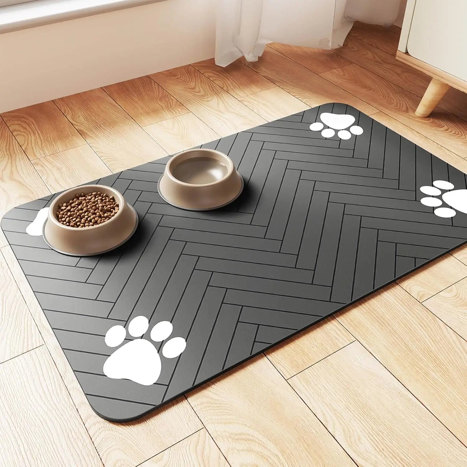 🐶😺Tapis de gamelle absorbant antidérapant – Sol propre pour chiens et chats