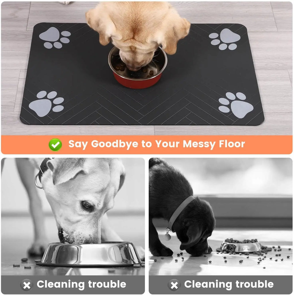 🐶😺Tapis de gamelle absorbant antidérapant – Sol propre pour chiens et chats